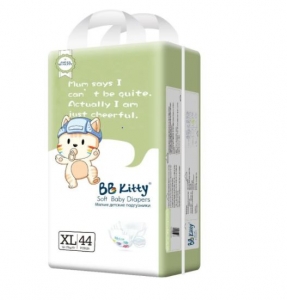 Подгузники BB Kitty для мальчиков и девочек  ХL (12 - 17кг), 44 шт.
